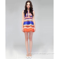 Western Colorful Stripe Short Women Casual Dress